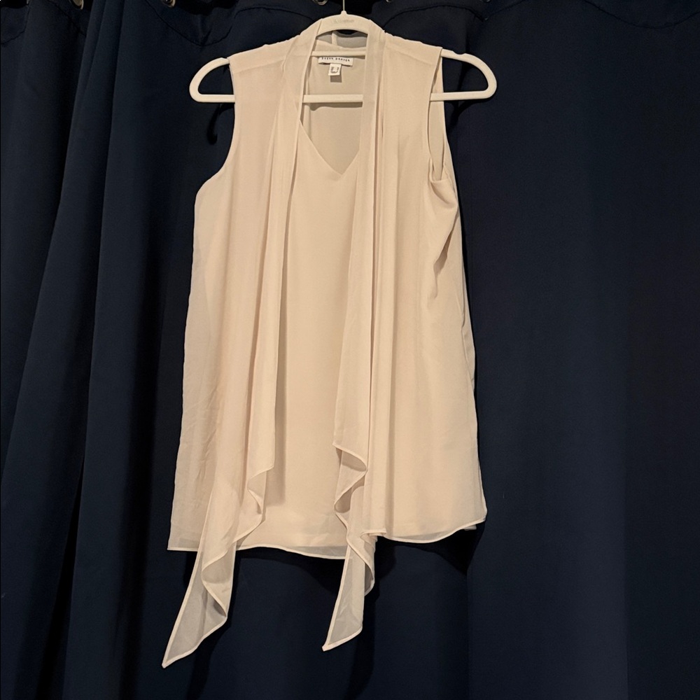 Susan Graver Cream Sleeveless Blouse